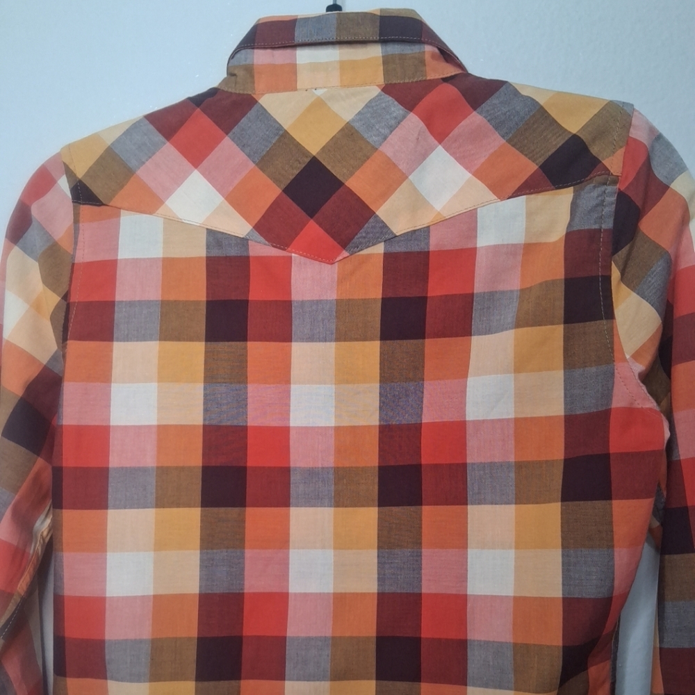Platini Jeans Cougar Button Up Shirt Womens Multicolor Plaid Western Cowgirl M - Picture 11 of 15
